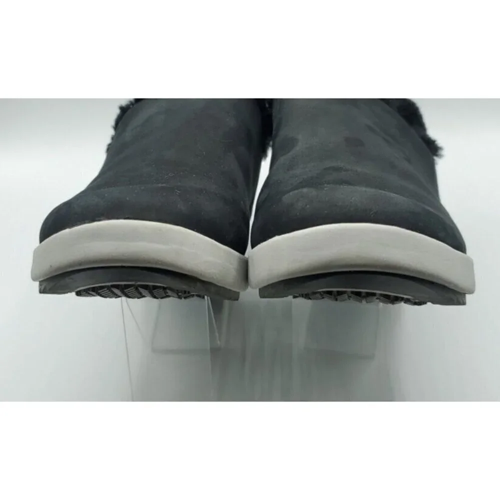 Olukai Malua Hulu Boots Women's Black Size 7 Shearling Lined Nubuck Leather